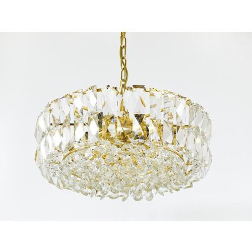 Gold Large Gilt Brass and Crystal Glass Chandelier from Bakalowits & Söhne, 1970s For Sale - Image 8 of 18
