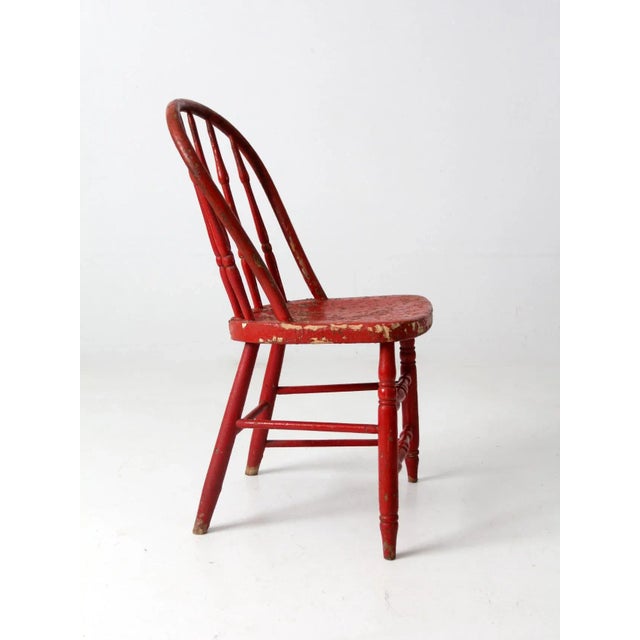 Antique Red Spindle Back Chair For Sale - Image 4 of 12
