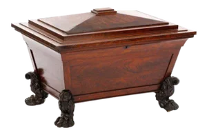 19th Century Regency Carved Wood Footed Sarcophagus Cassone