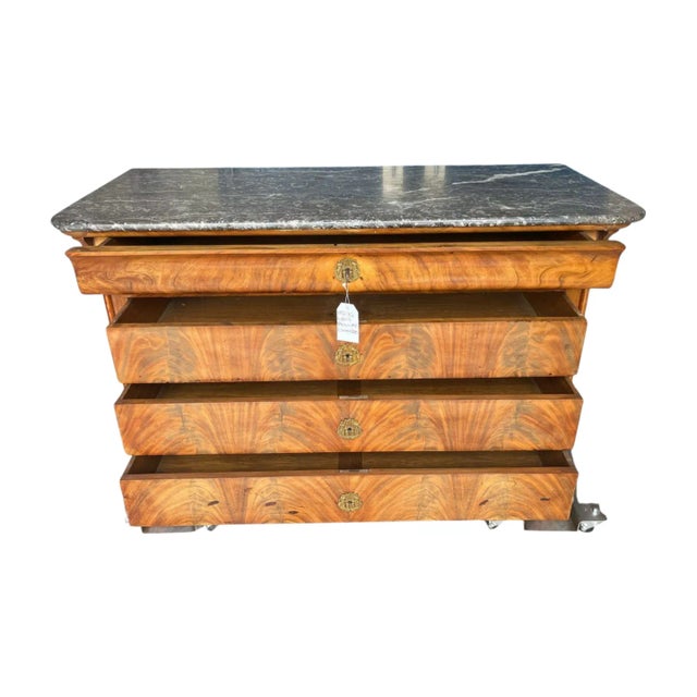 Brown 19th Century Louis Philippe Walnut Commode With Marble Top For Sale - Image 8 of 12