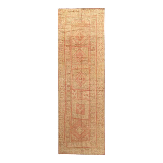 Antique Oushak Carpet, Handmade Oriental Rug, Pink Rug, Taupe, Cream, Gray For Sale