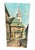 This original antique oil painting captures a scenic, Old World European village setting characterized by historic...