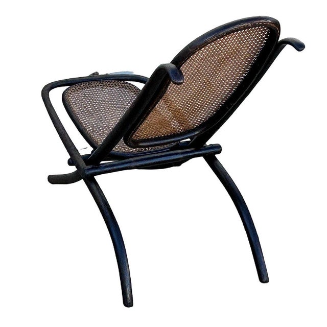 Late 19th Century Vienna Secession Dark Stain Bent Oak & Wicker Folding Chair No. 01 Attributed to Thonet For Sale - Image 5 of 5