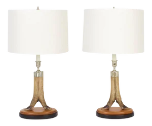 Vintage Deer Hoof Table Lamps - A Pair