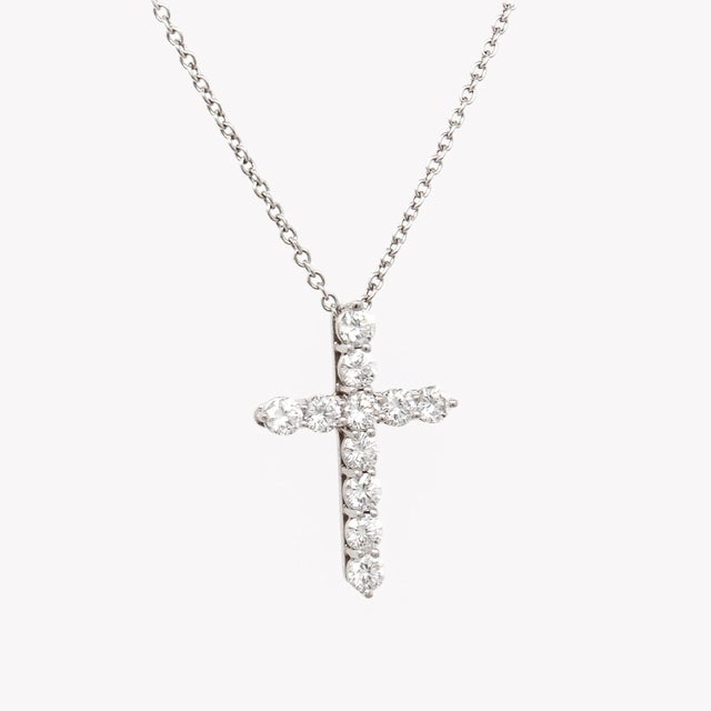 Tiffany & Co. Platinum & Diamond Pendant Cross 16-Inch Necklace For Sale In Philadelphia - Image 6 of 18