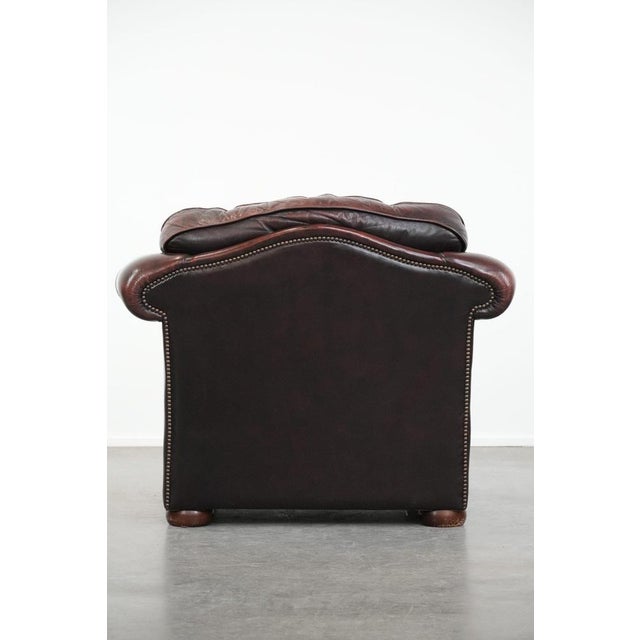 Chesterfield Club Chair in Red Flamed Cowhide Leather For Sale - Image 4 of 12