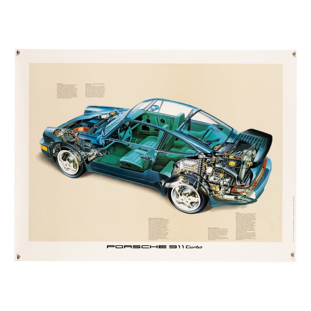 Porsche 911 Turbo Poster, 1990 For Sale
