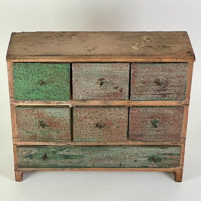 Mid 19th Century Stupendous Americana Primitive Antique Apothecary Cabinet/Chest With Distressed Multi Color Paint For Sale - Image 5 of 18