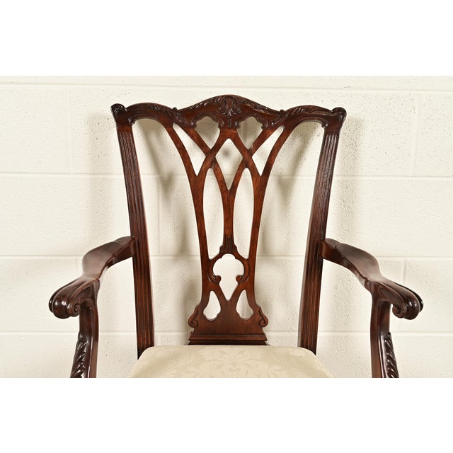 Drexel Heritage Chippendale Carved Mahogany Armchairs, Pair For Sale In South Bend - Image 6 of 13
