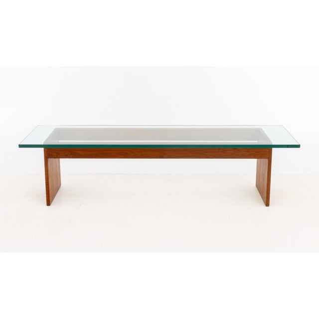 Mid-Century Modern Glass Top Teak Coffee Table For Sale - Image 3 of 8