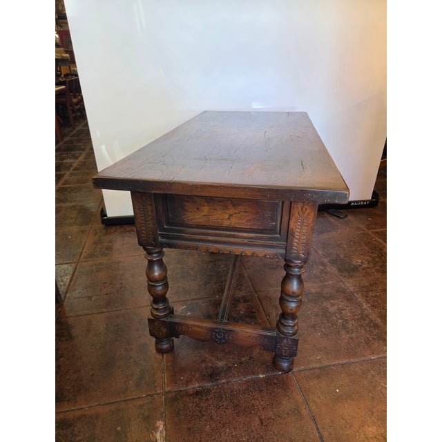 Wood Carved Spanish Console in Renaissance Gothic Style Sideboard Server For Sale - Image 7 of 10