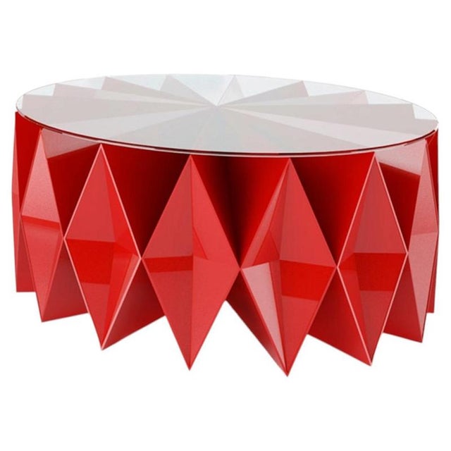 Colletto Round Coffee Table in Powder-Coated Aluminum & Glass Top by Altreforme For Sale - Image 11 of 11