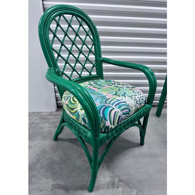 Green Mid 20th Century Green Bamboo Chairs - A Pair For Sale - Image 8 of 12