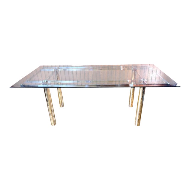 Tobia Scarpa for Gavina "Andre" Mid Century Glass and Chrome Dining Table For Sale