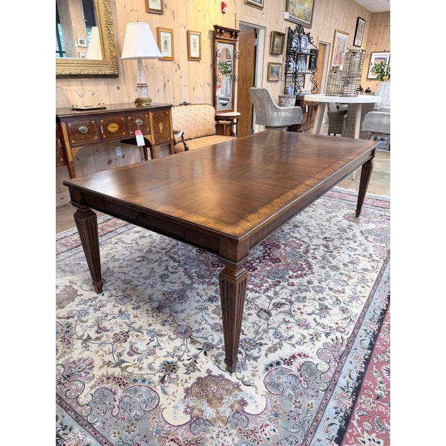 Ethan Allen Vintage Ethan Allen Goodwin Louis XVI Style Extendable Dining Table Set For Sale - Image 4 of 12
