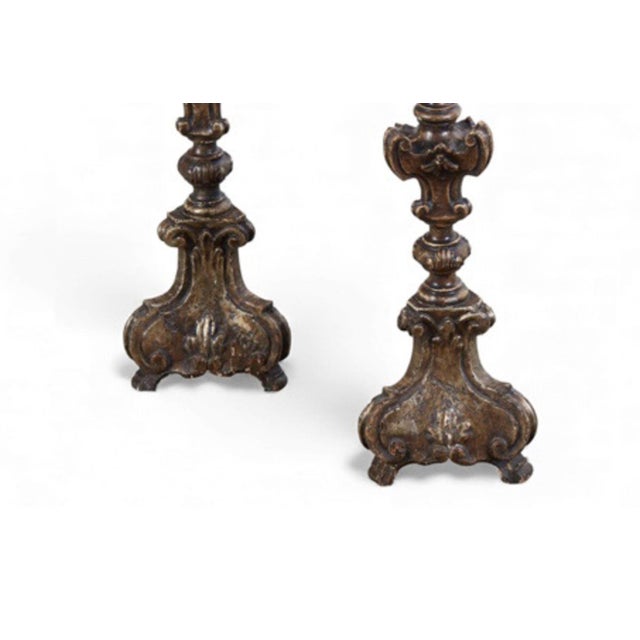 Early 19th Century Pair 19th Century Italian Carved Altar Sticks For Sale - Image 5 of 5