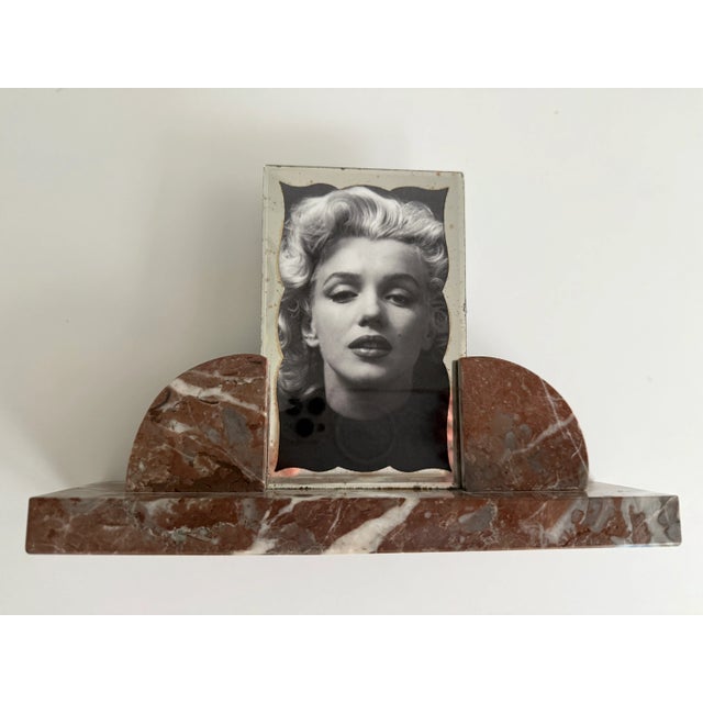 Early 20th Century French Art Deco Marble & Glass Table Top Picture Frame For Sale - Image 4 of 10