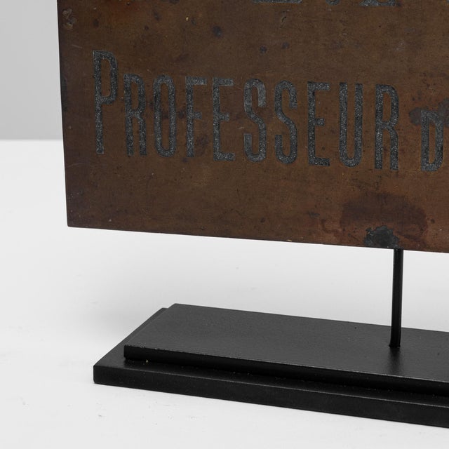 Metal 20th Century Belgian Music Professor Brass Sign on Stand For Sale - Image 7 of 18