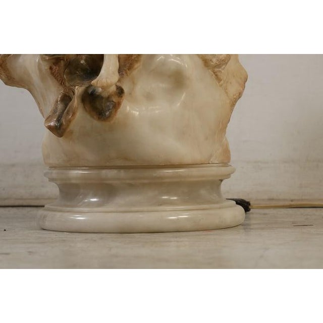Quality Circa 1920's Large Alabaster Lamp of 4 Nymphs Cuddled Together, Lamp on Electrified Base For Sale - Image 10 of 18