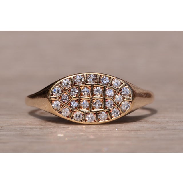 The Three Waters Lane: Mid Century Natural Diamond Signet Ring For Sale - Image 9 of 11