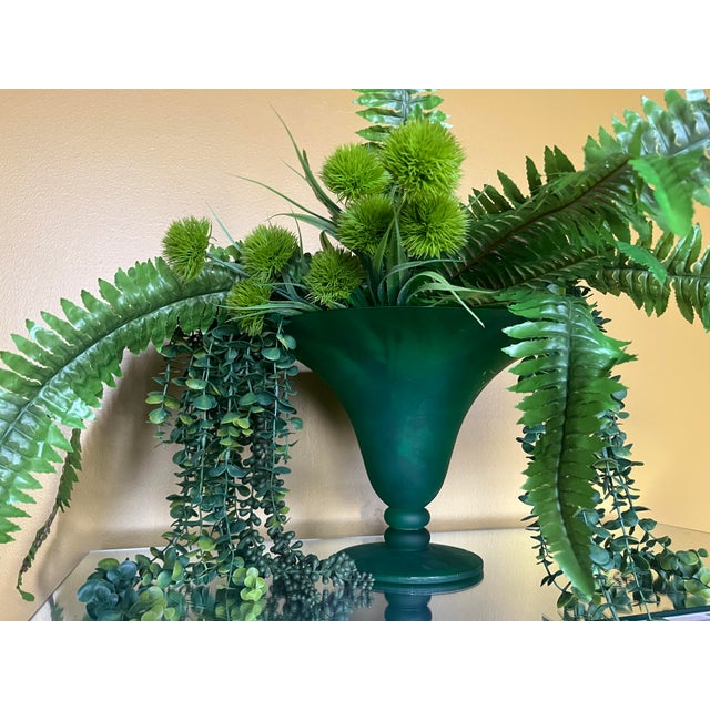 1980s Large 1980s Spanish Artisan Green Glass Centerpiece Bowl For Sale - Image 5 of 12