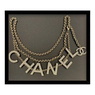 Framed Vintage Lagerfeld Chanel Crystal Logo Chain Belt Fashion For Sale