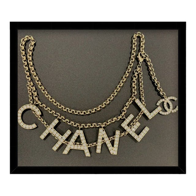 Framed Vintage Lagerfeld Chanel Crystal Logo Chain Belt Fashion For Sale