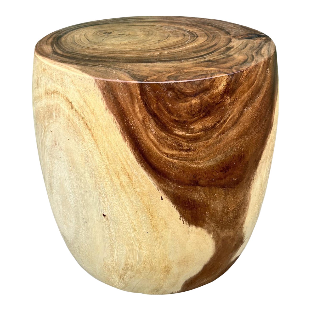 Monkey Pod Drum Stool / Side Table | Chairish