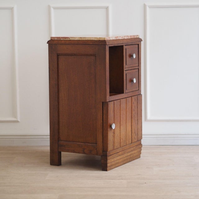 French Art Deco Bedside Table with Red Marble Top For Sale - Image 6 of 15