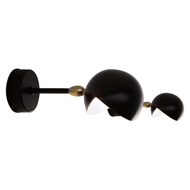 Metal Mid-Century Modern Black Eye Sconce Wall Lamps by Serge Mouille, Set of 2 For Sale - Image 7 of 7