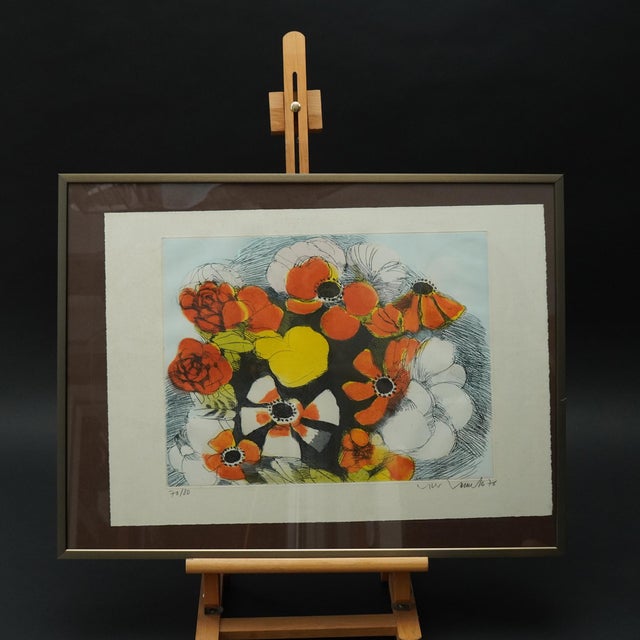 Dietmar Lemcke, Flower Still Lifes, Color Etchings & Original Printing Plate, 1976, Set of 3 For Sale - Image 6 of 18