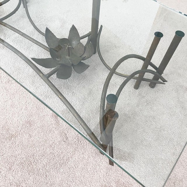 Metal 1970s Brutalist Silas Seandel Lotus Coffee Table For Sale - Image 7 of 13