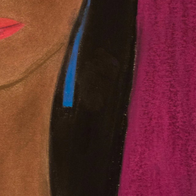 Early 21st Century 2019 “American” Contemporary Expressionist Pastel Portrait Drawing on Paper by Maria Grazia Facciolà For Sale - Image 5 of 7