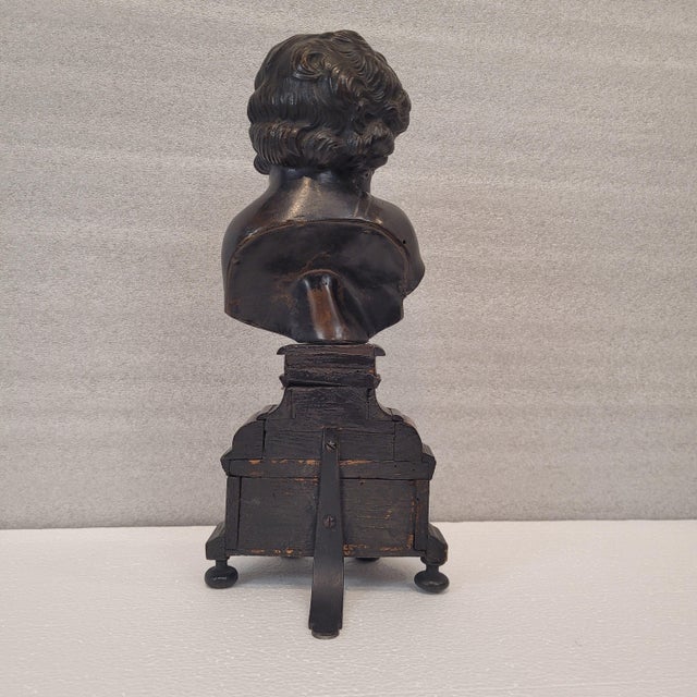 Wood After François‏ Duquesnoy, Bust of Child, Patinated Bronze, 1700s For Sale - Image 7 of 16