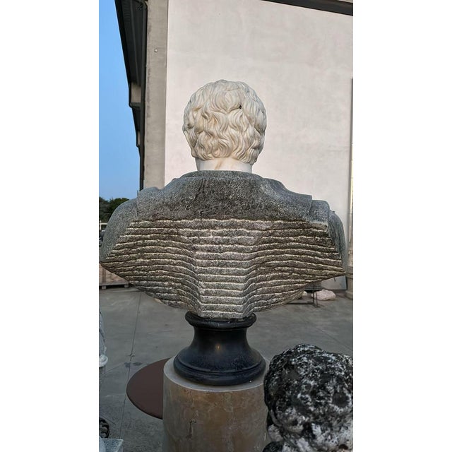 Huge Bust of Roman Emperor, 1950, Marble For Sale - Image 8 of 10