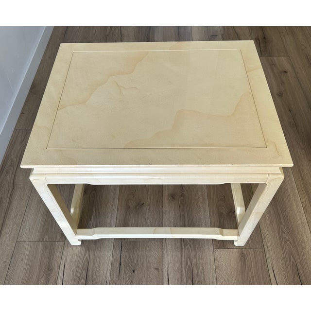 Henredon Faux Goatskin Karl Springer Style Side Table For Sale In San Diego - Image 6 of 10