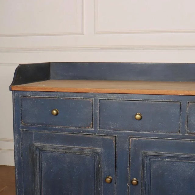 Good 19th C painted pine Scottish dairy dresser. 1830. Height to worktop is 37". This piece is designed in the style of...