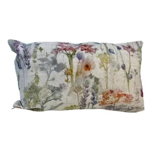 Small Bolster Pillow With a Pink & Purple Watercolor-Like Floral Print - Made in U K