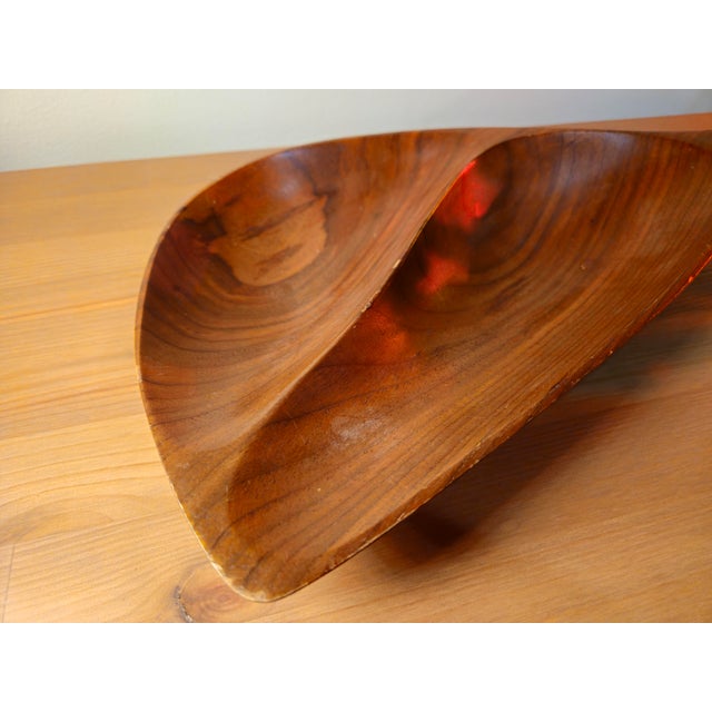 Emil Milan 60's Emil Milan Mid Century Modern Signed Walnut Wooden Tray Bowl For Sale - Image 4 of 7