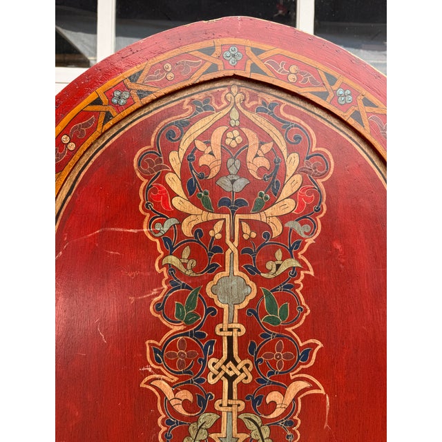 Vintage Moroccan Hand-Painted Carved Wood Throne Chairs - Pair For Sale - Image 12 of 18