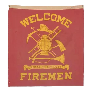 Vintage Faded Cotton Firemen Welcome Banner