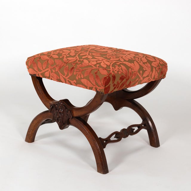 19th Century Carved Walnut Curule-Form Stool, French, Circa 1830 For Sale - Image 5 of 12