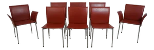 Set of 8 Filippo Sibau & Co Leather Wrapped Chairs