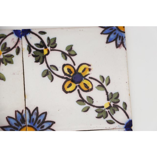 19th Century Set of Four Floral Tiles, Portuguese Baroque For Sale - Image 9 of 15