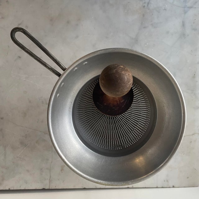 Antique Aluminum Cone Food Mill With Wooden Pestle Chairish
