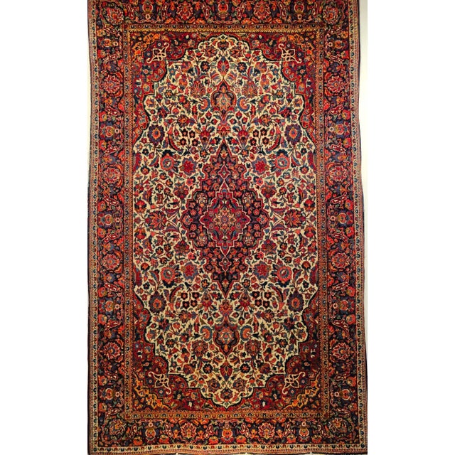 Early 20th Century Persian Kashan Area Rug, Handwoven Floral Design, Ivory & Blue, 4’ X 7’ For Sale - Image 4 of 11