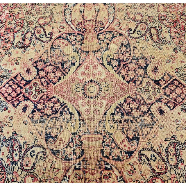 19th Century Persian Kerman Lavar Rug, Hand-Knotted Wool, Floral Pattern, Ivory & Red, 4x6 For Sale - Image 14 of 15