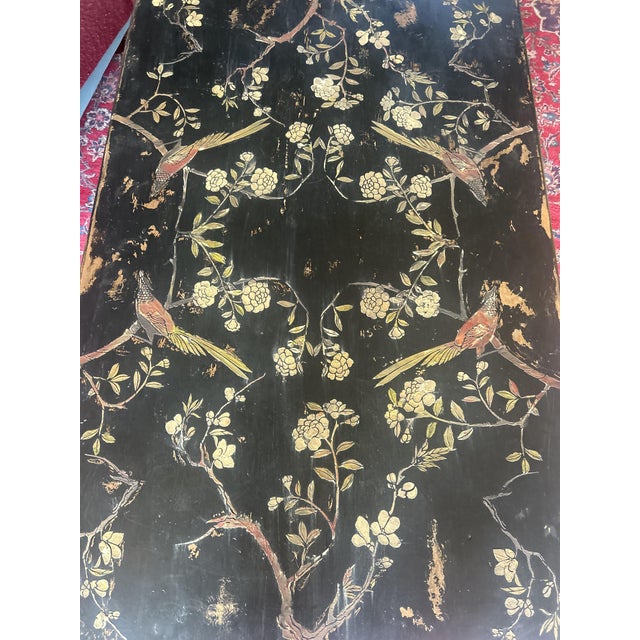 Wood Large Vintage Coffee Table with Painted Chinoiserie For Sale - Image 7 of 13
