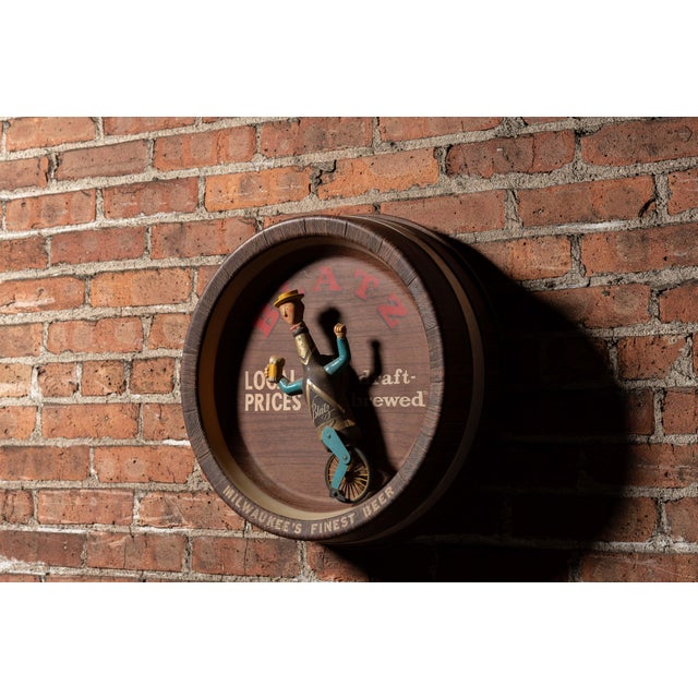 Vintage Blatz Beer Unicyclist Advertising Sign For Sale - Image 4 of 7