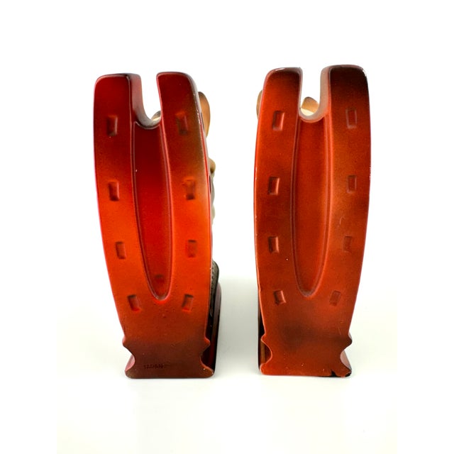 Japanese Vintage 1940's Japanese Ceramic Equestrian Horse Head Bookends, a Pair For Sale - Image 3 of 10